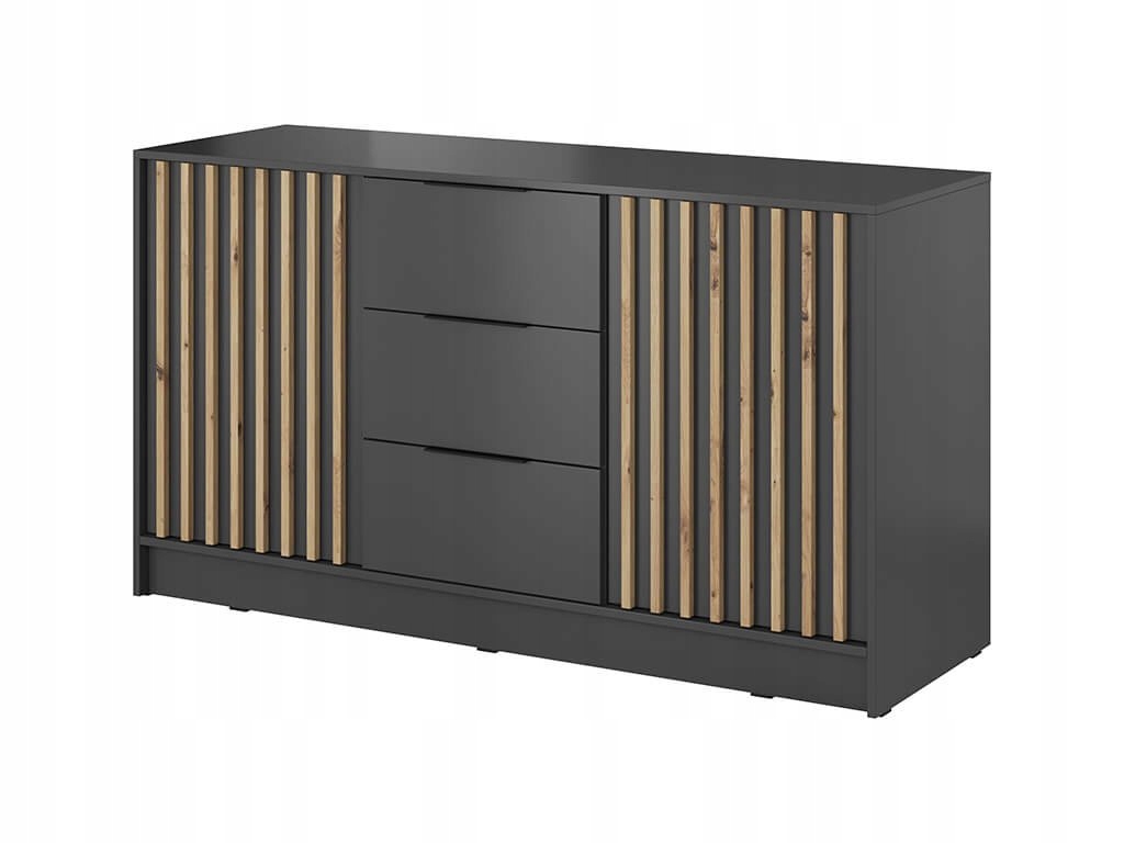 Komoda LETTO 155 lamele grafit szuflady