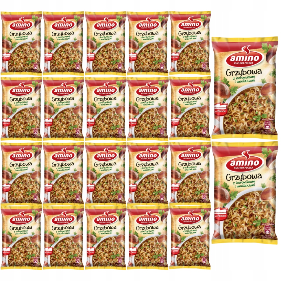 Levně Amino Instantní houbová polévka s hříbky a máslovými kapustami 57 g x 22 kusů