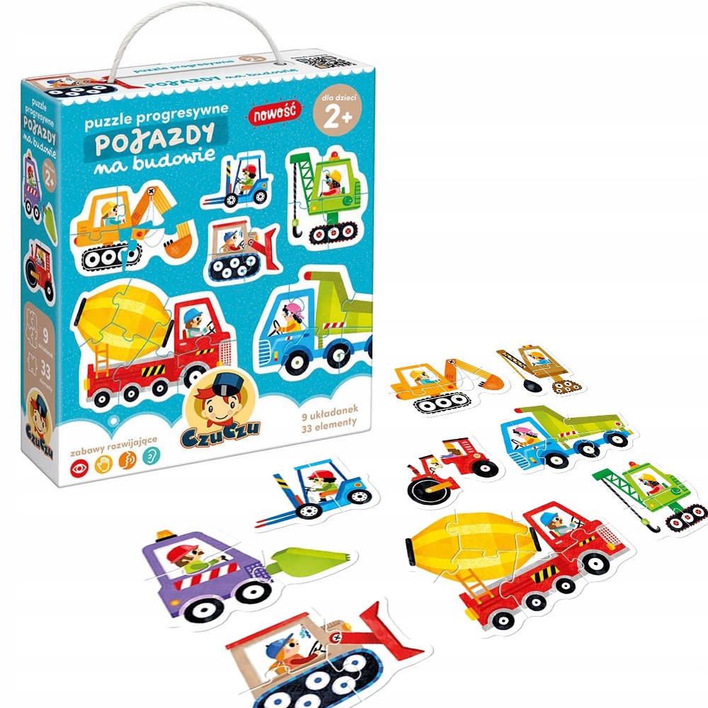 Puzzle Progresywne Pojazdy dla Dzieci 3+ CIEKAWE Kod producenta puzzle progresywne na 2 lata pojazdy budowa