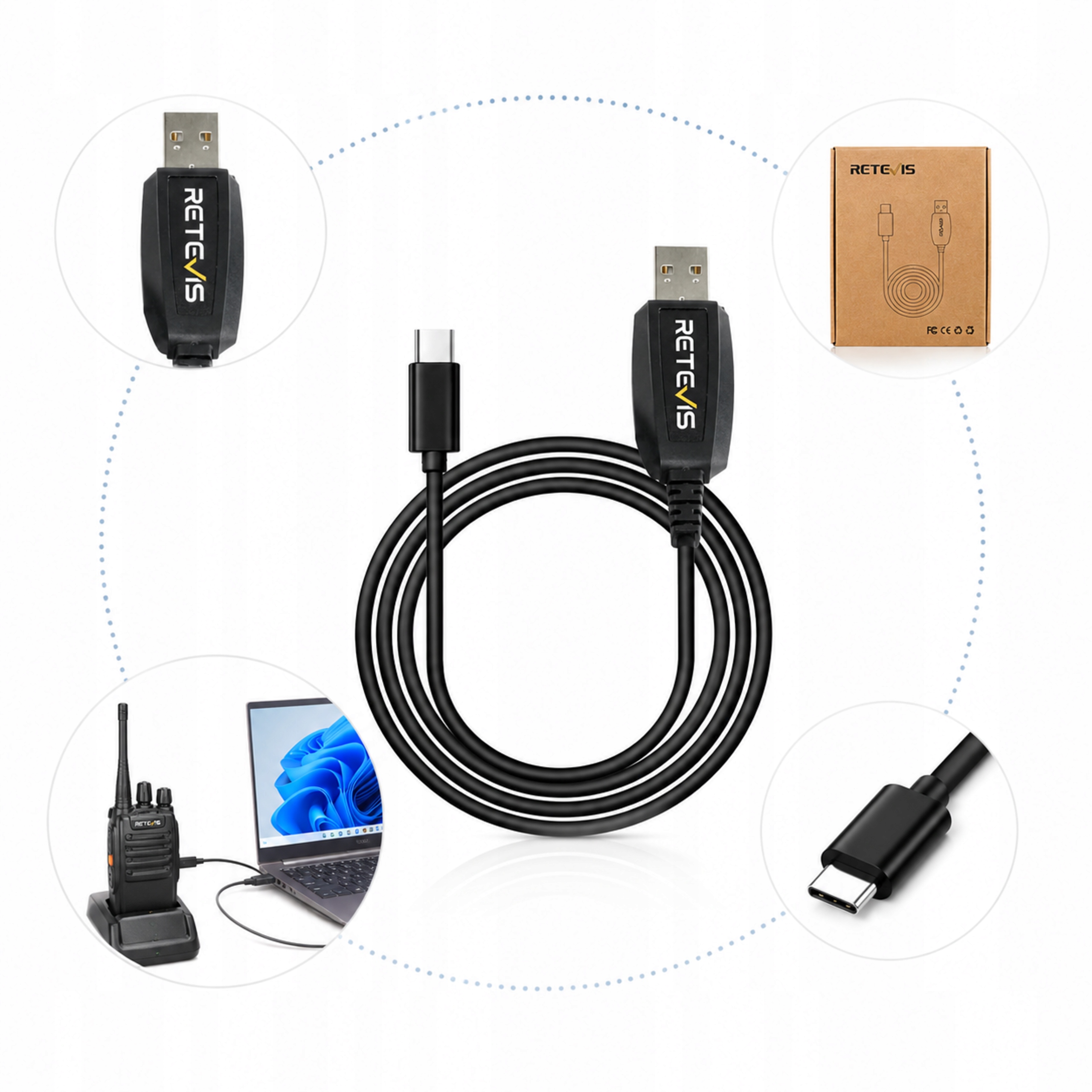 Usb kabel Programovací kabel Usb C pro krátkovlnné vysílačky Vysílačka RB48