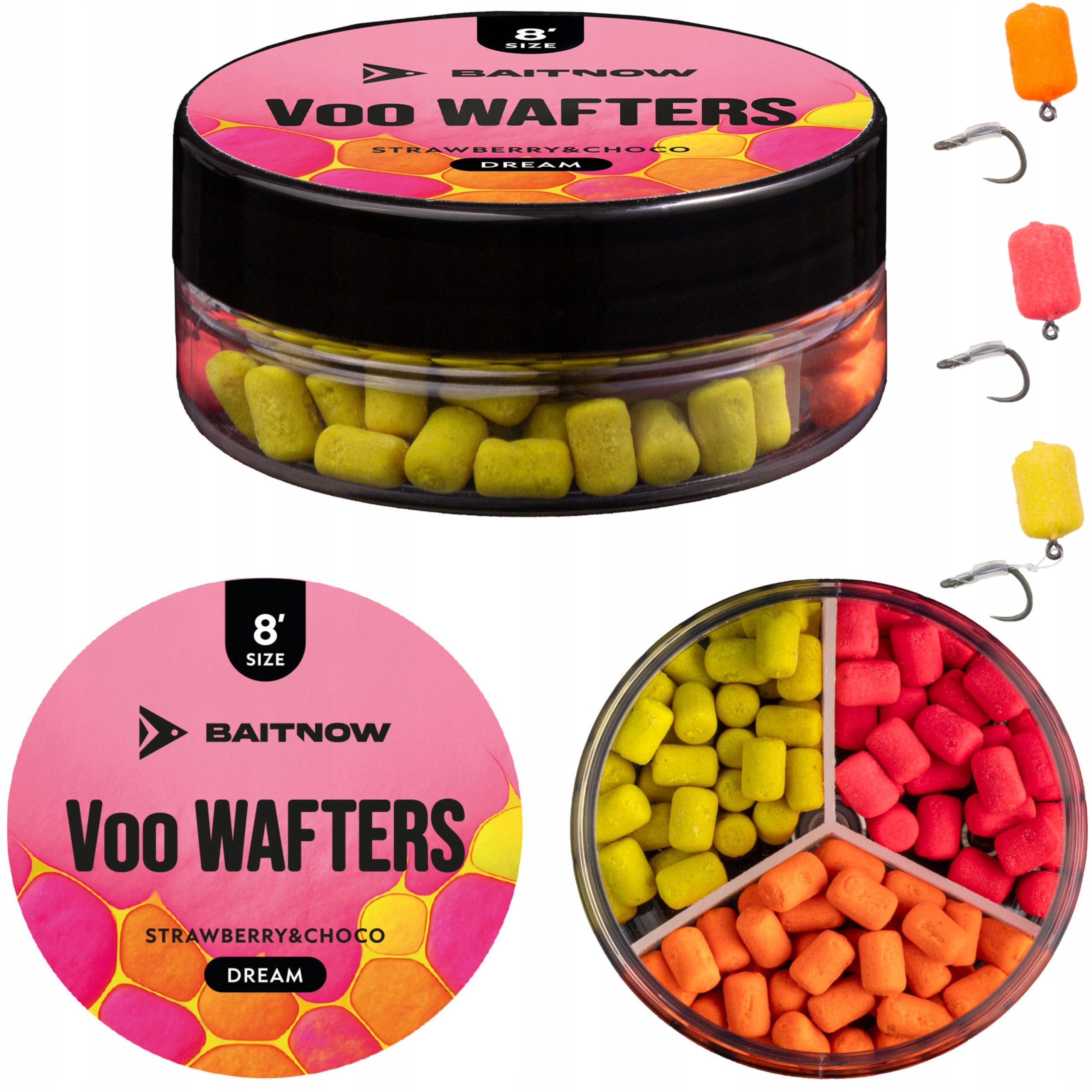 Przynęty wędkarskie Voo wafters Dream truskawka czekolada Baitnow 8mm