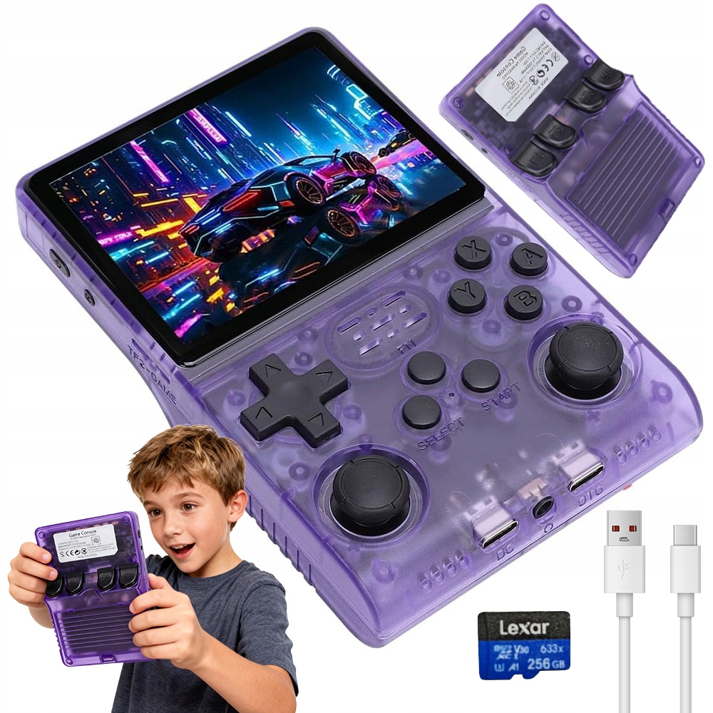 Przenośna Mobilna Konsola Do Gier Retro 3.5" R40S 256GB 30000+ Gier Fiolet