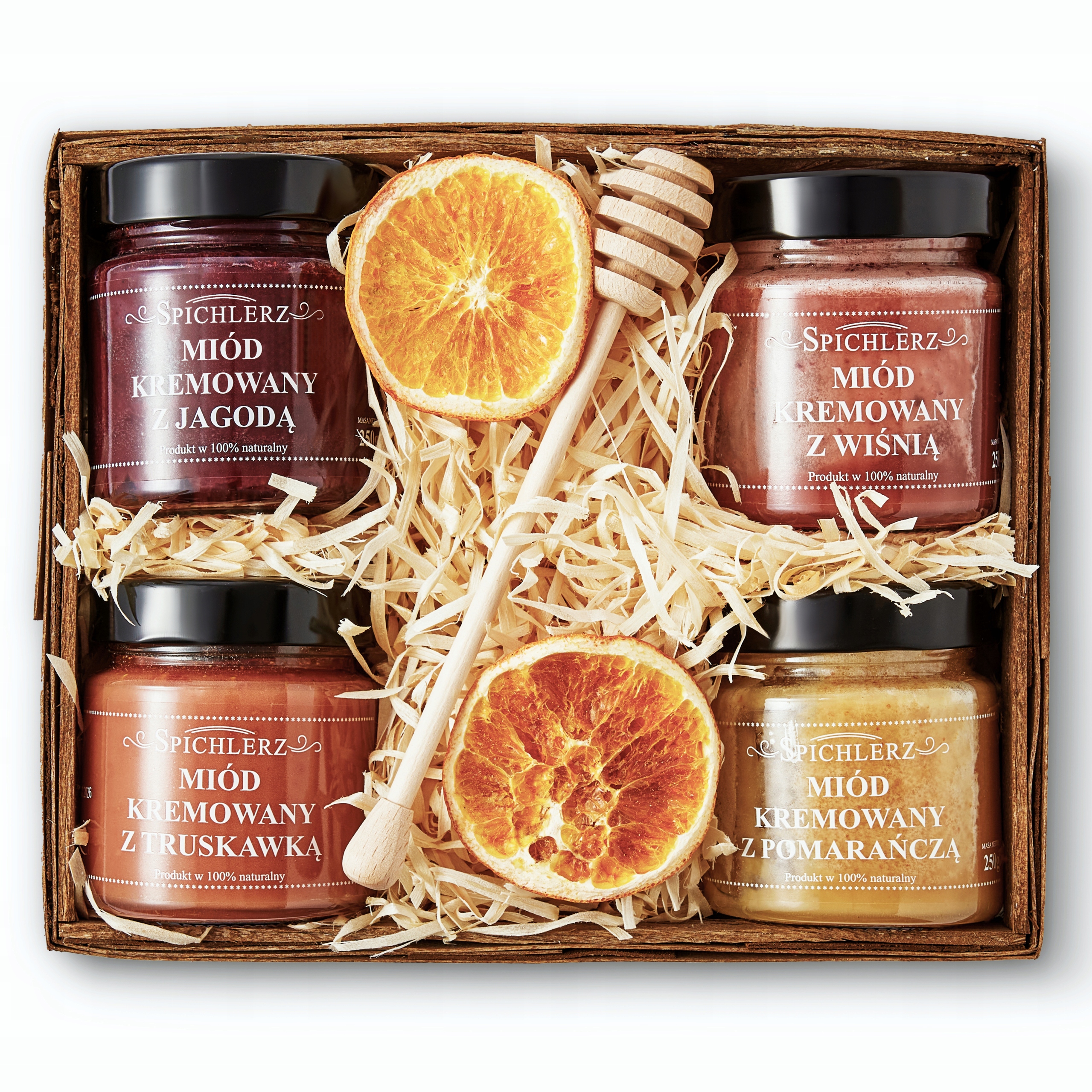 Sada krémových medů Velké Objemy 4x250 g na čaj Dárek