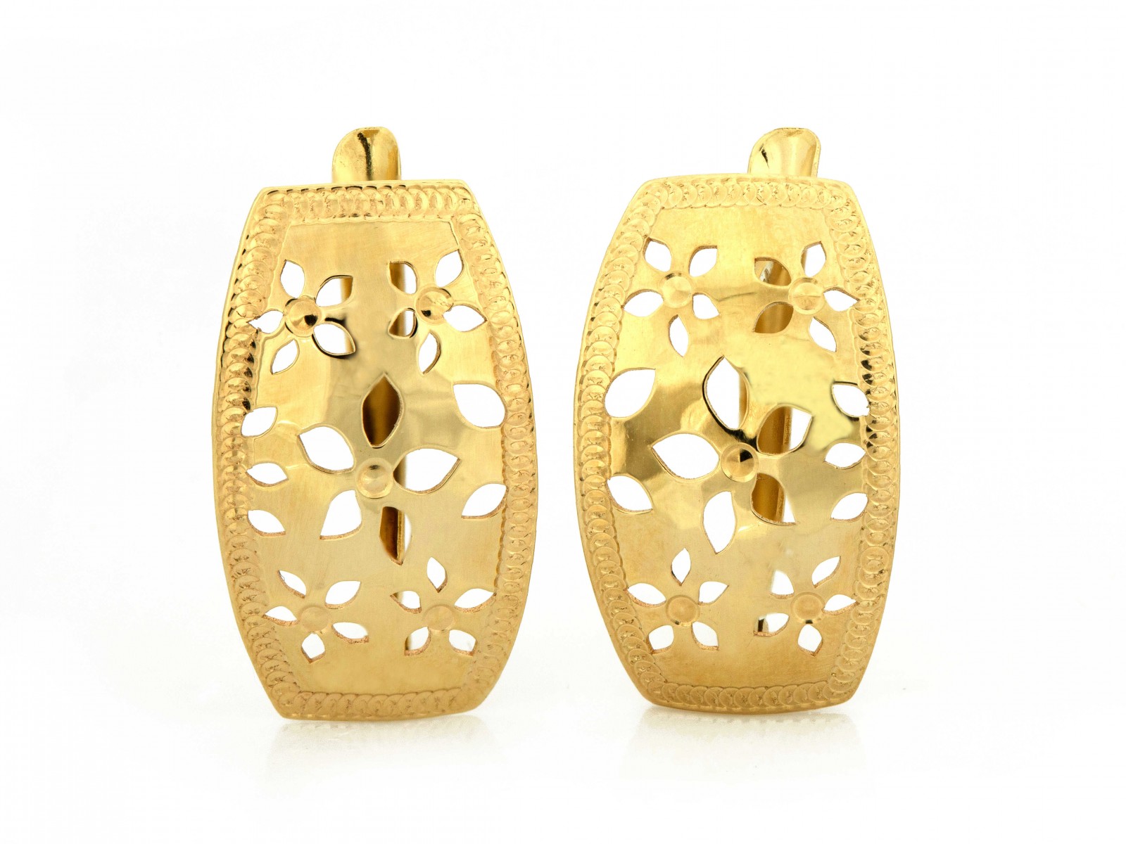 Ženské zlaté náušnice 585 na puzetu, anglické zapínání, značkové, 14 karátů