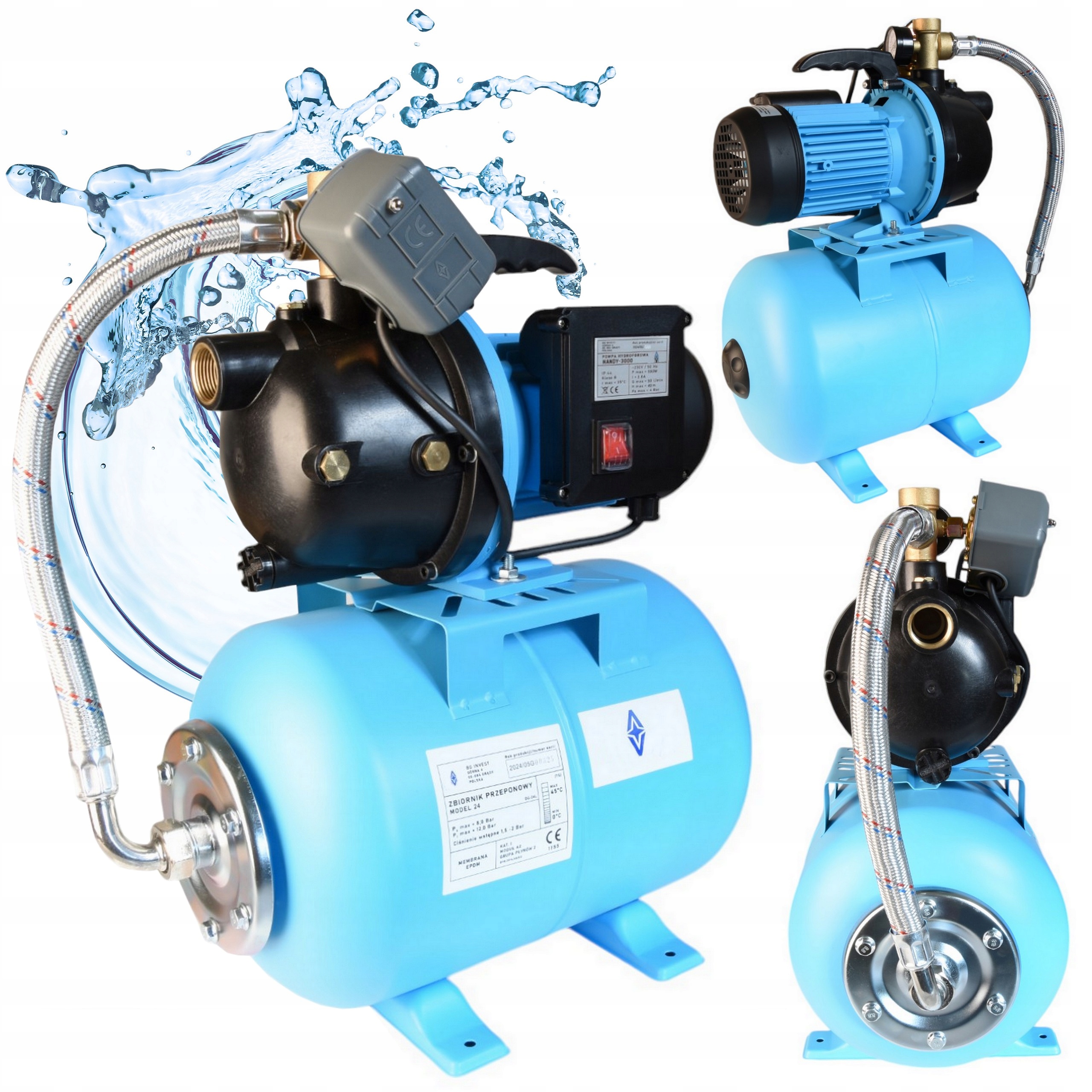Pumpa Do Domu Na Vodu Záhradná Hydrofor 24L Hydroforová sada 550W Účinná