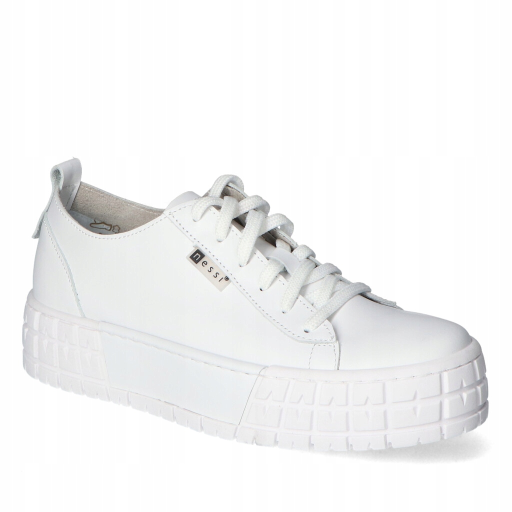 Polobotkové tenisky Nessi na platformě Bílá přírodní kůže 40