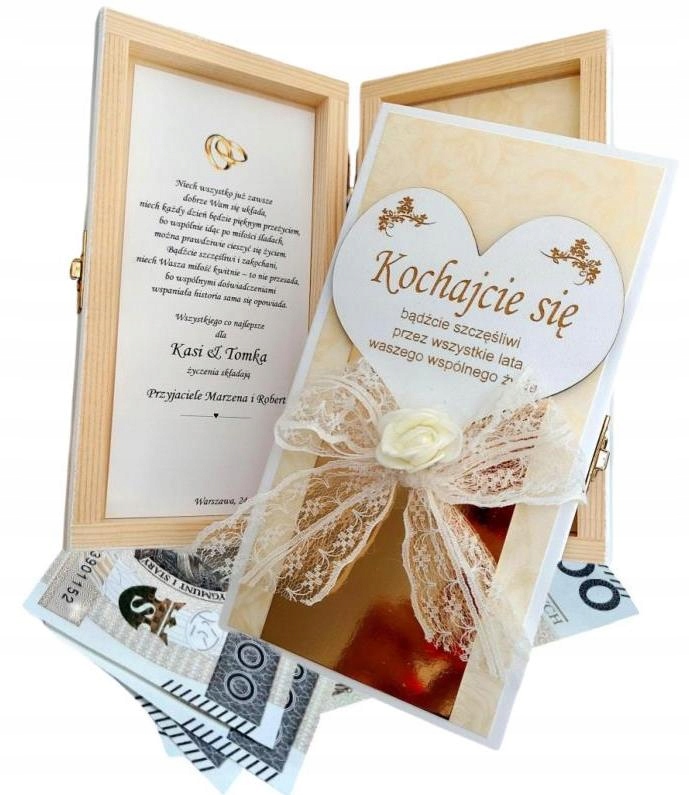 * PREZENT * Pudełko na gotówkę na ślub PAMIĄTKA