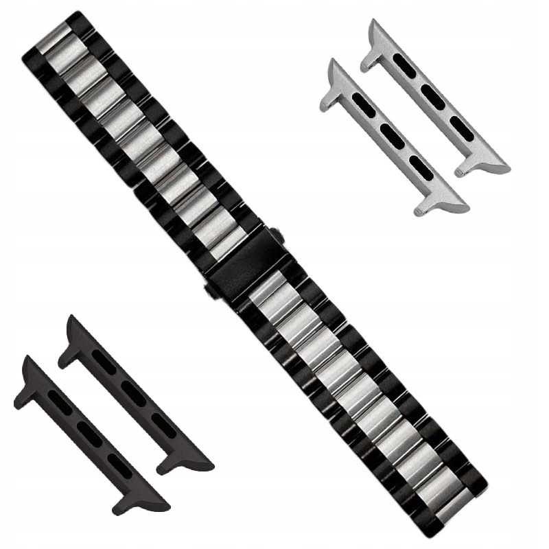 22mm Srebrna Czarna Bransoleta Apple Watch 38 40 41 42 44 45 49 Uniwersalna