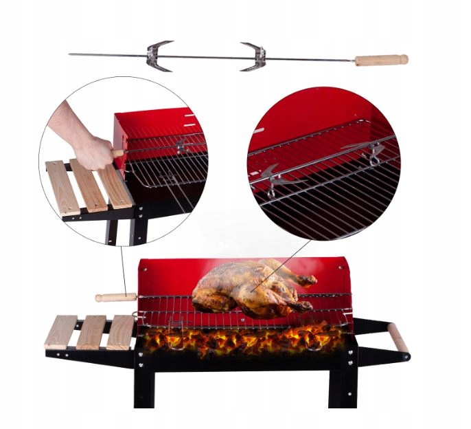 GRILL OGRODOWY WĘGLOWY PRZENOŚNY RUSZT KÓŁKA Szerokość grilla 86 cm