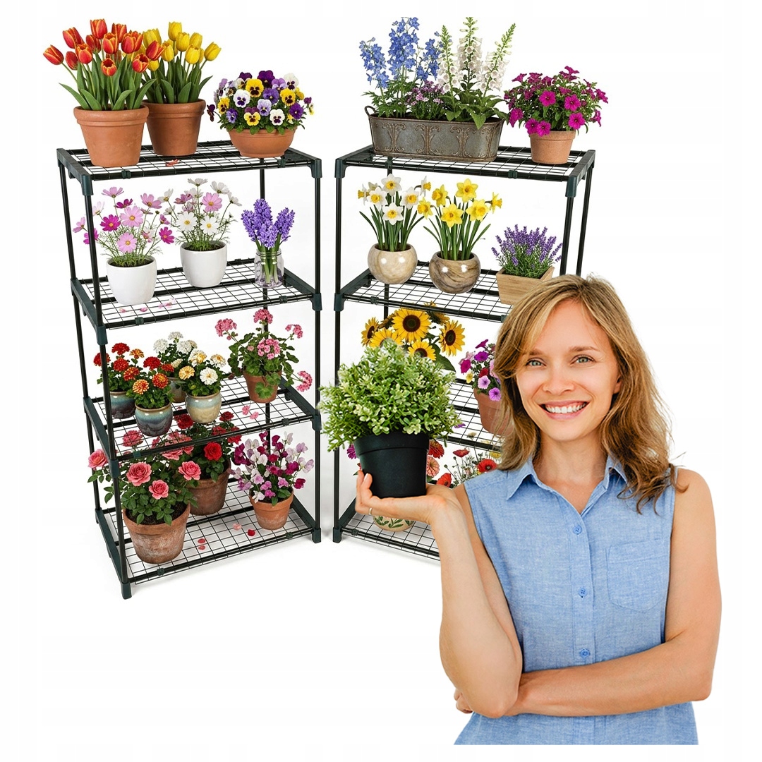 Květinový balkonový zahradní regál Stojan na rostliny 4 police Gro 69x49x130