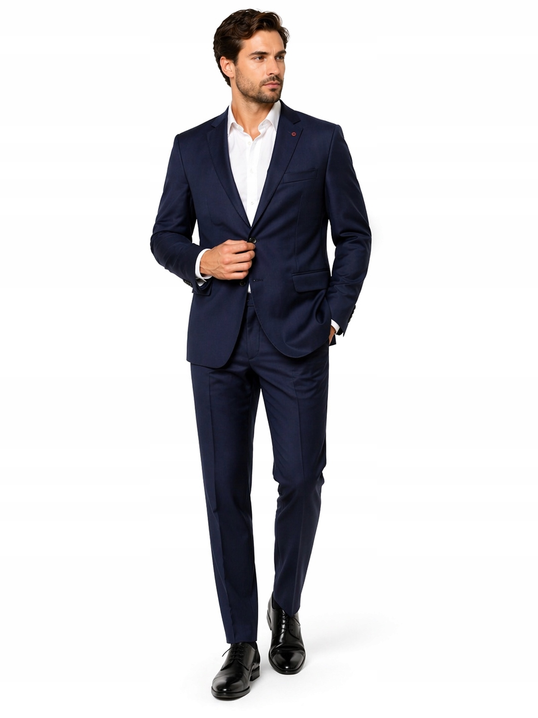 Elegantní pánský oblek – tmavě modrá/modrá barva, střih 265 cm, velikost 50/182