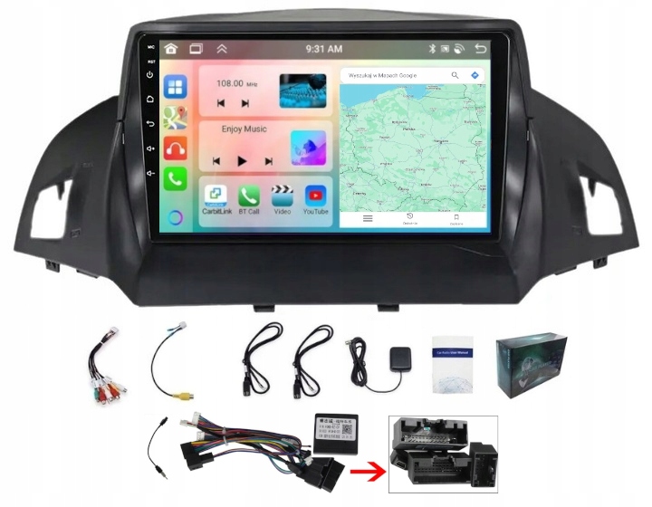 Autorádio S Navigací Carplay Ford C-max Kuga 2012-19 Wifi Android 6GB 128GB
