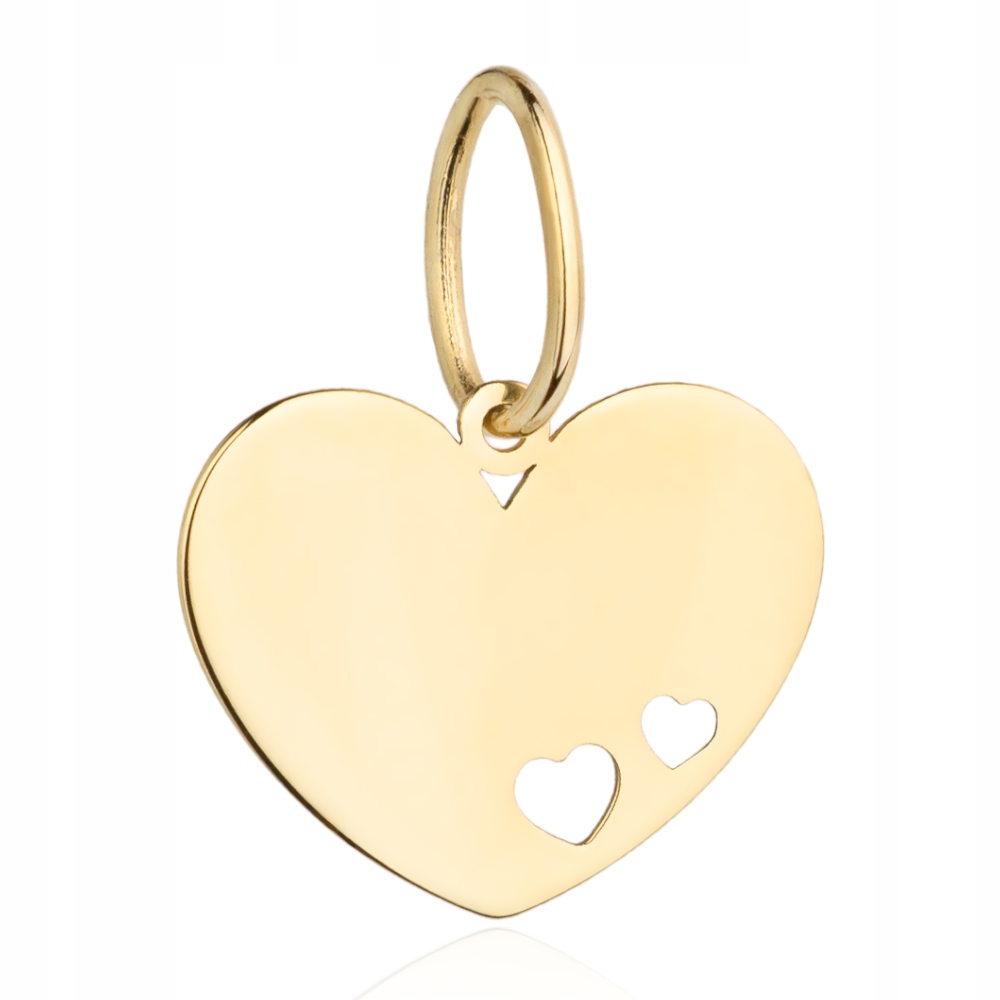 Zlatý přívěsek 585 hladké srdce s malými srdíčky na Valentýna