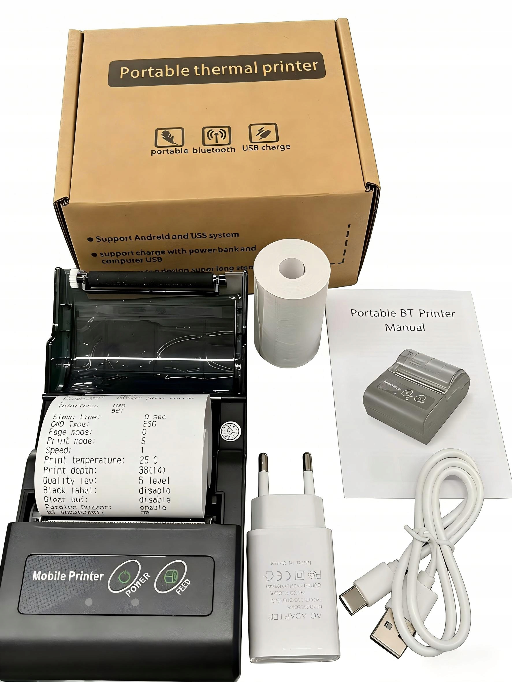 Termiczna Drukarka Paragonów Bezprzewodowa Bluetooth 58MM