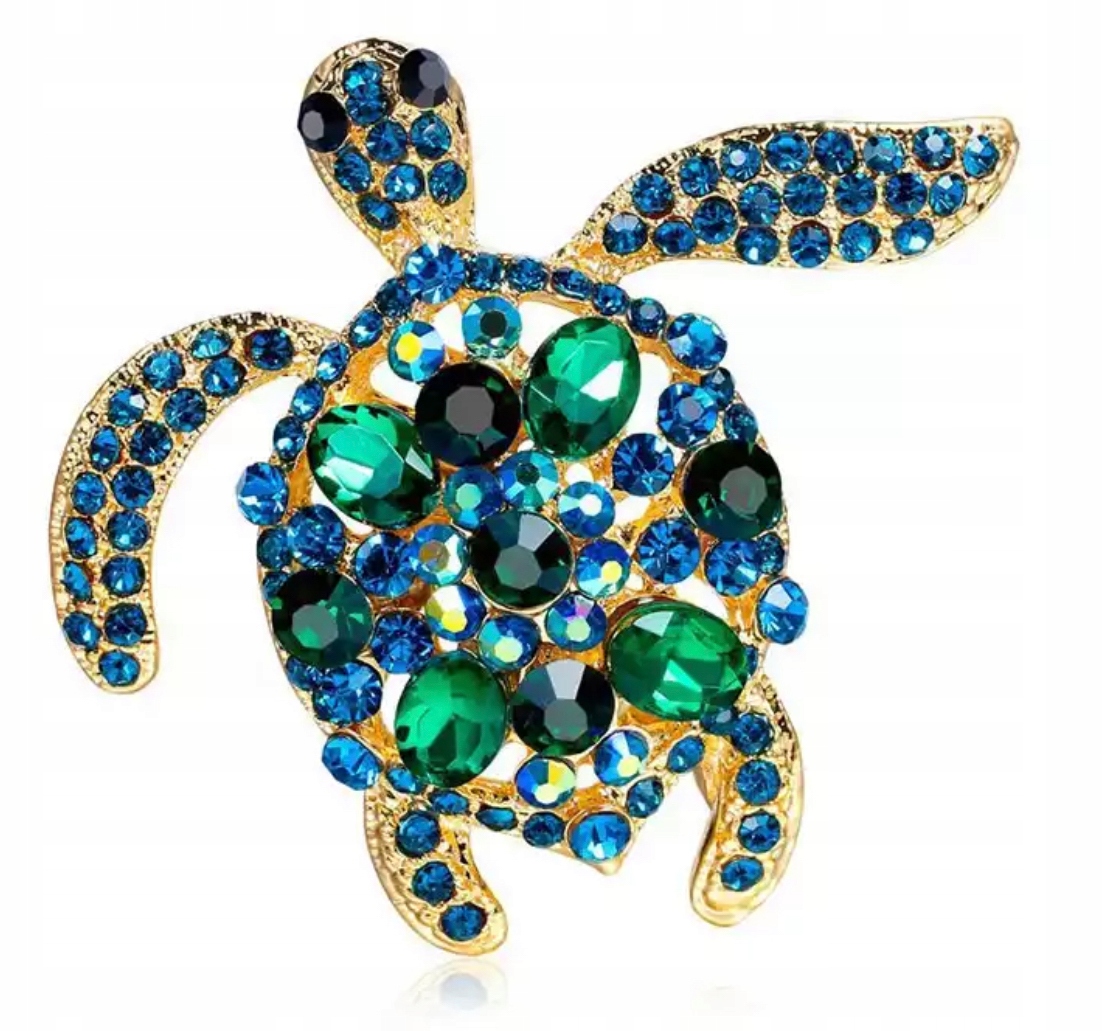 

Broszka Żółw Żółwik Turkusowa Złota Zielona Duża