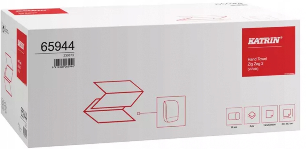 Ręcznik Papierowy Zz Katrin 2 Warstwy Biały 65944 20x150 listków