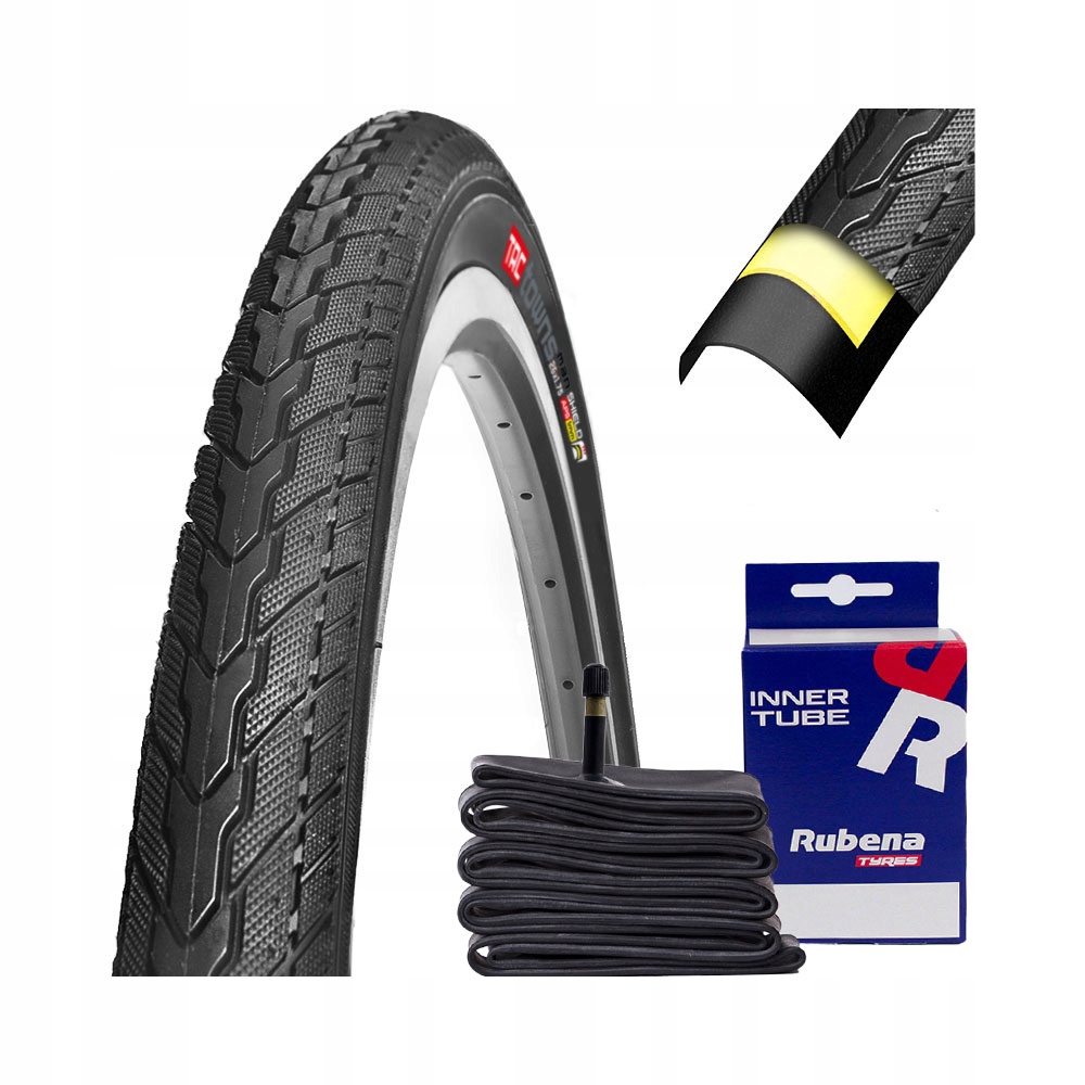 Opona rowerowa 26 Trc 26x1.75 Antyprzebicie i dętka AV48 47/62-559 Zestaw