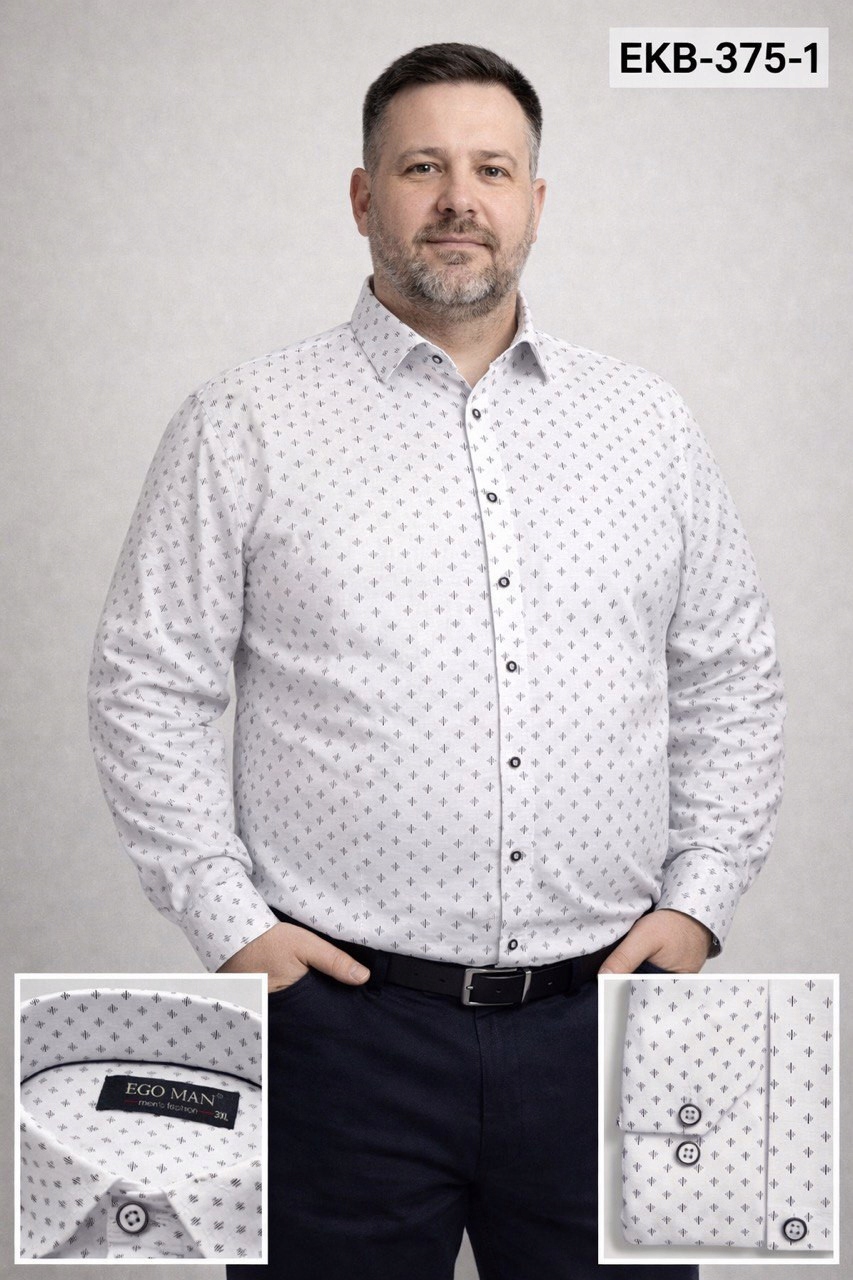 Ego Man košile pánská EKB-375-1 regular fit nadměrná velikost 5XL bílá