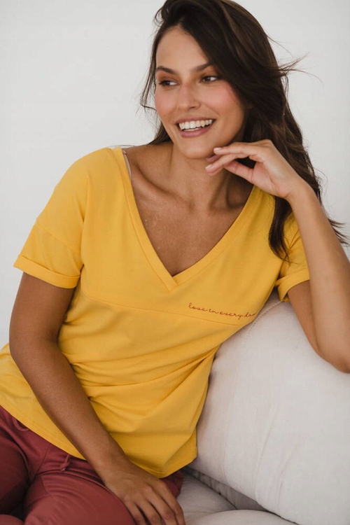 Těhotenská mikina Milk&Love M-Shirt – banánová, V-neck, pro kojení