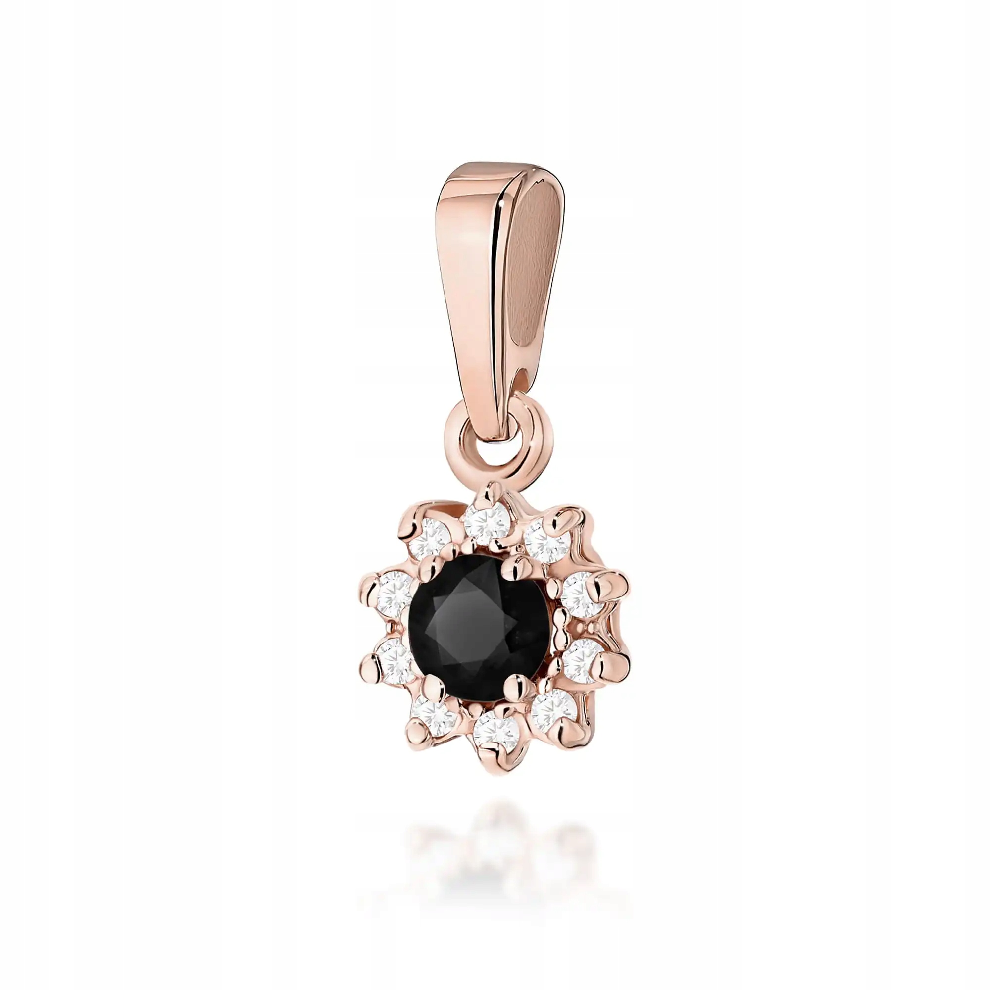 Zlatý dámský přívěsek 585 s černým diamantem růžové zlato elegantní 14kt