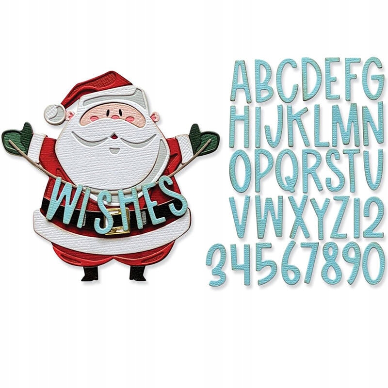 Wykrojnik Sizzix Thinlits Santa Greetings Święty Mikołaj alfabet