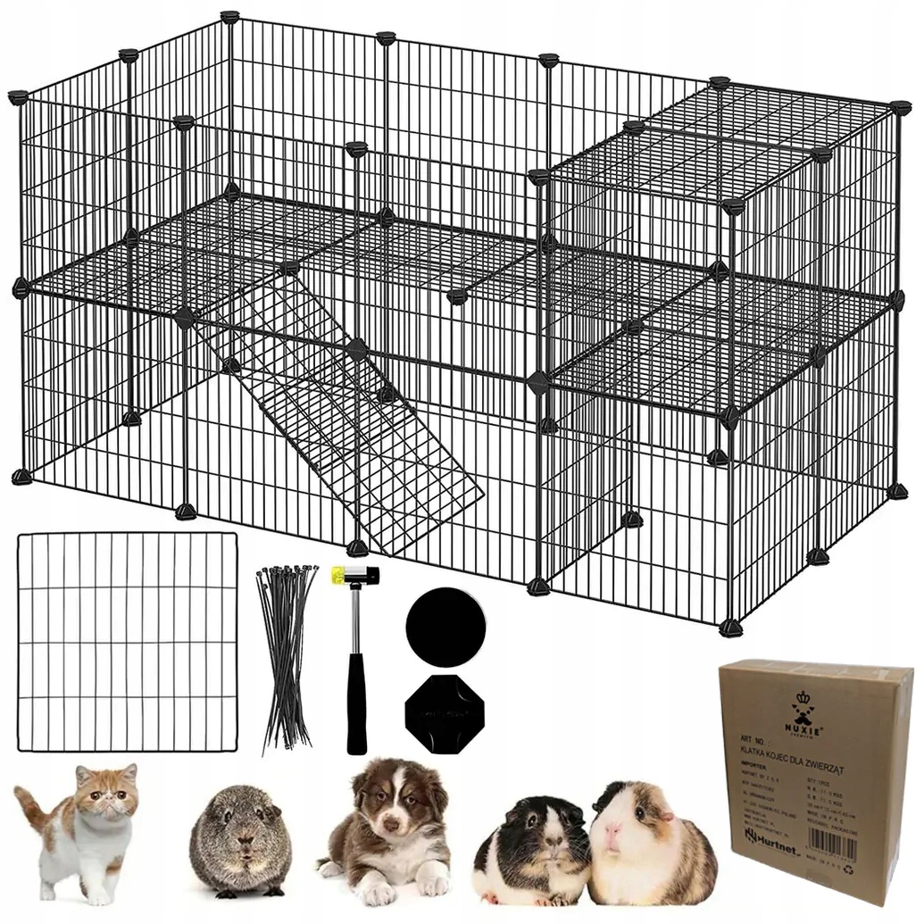 Levně Kotec klec výběh ohrada pro zvířata králíků prasátka kočky 71x143x73 cm