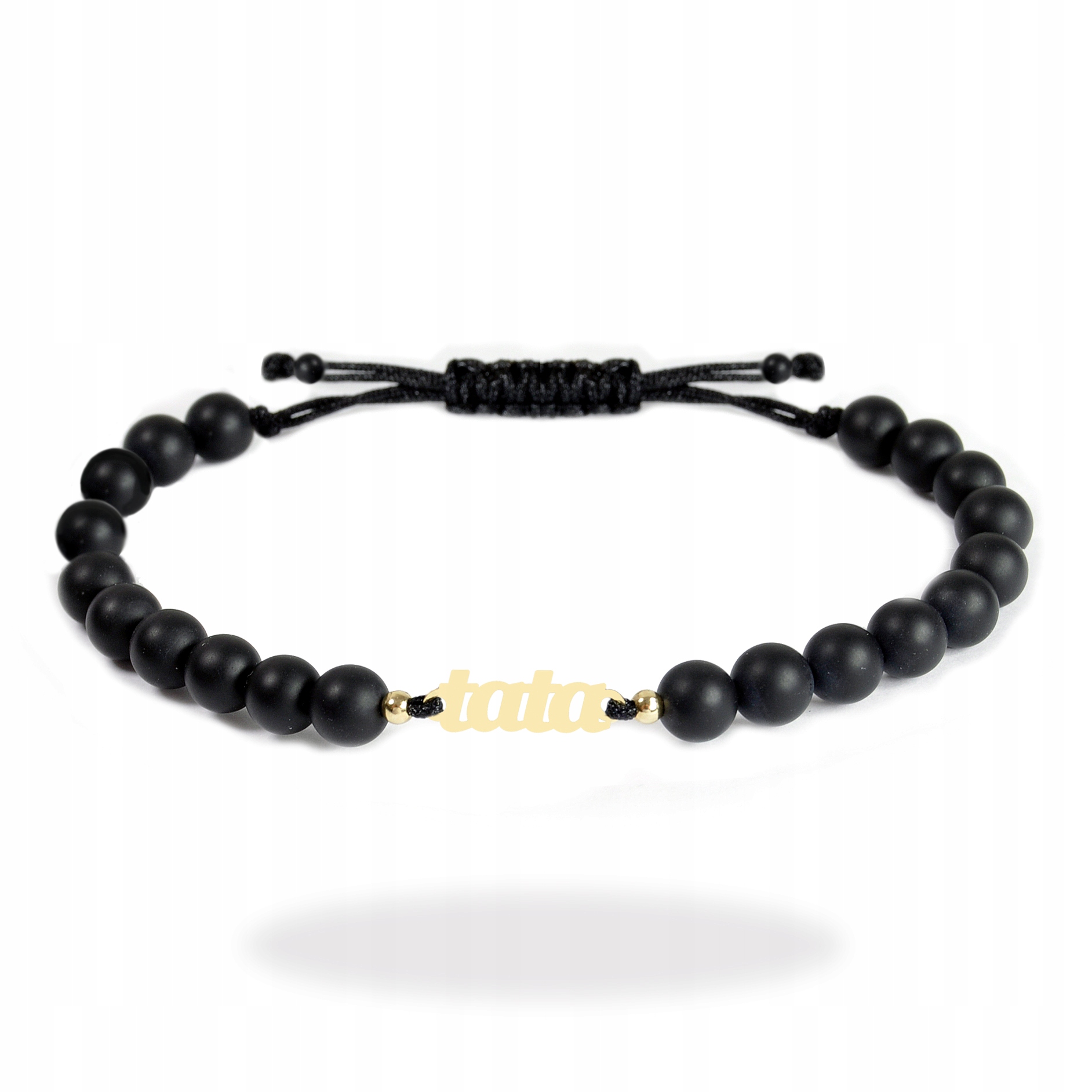 Náramek na šňůrce pro tátu s onyxovými kameny, zlato 585