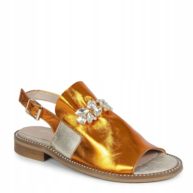 Boccato 1026 Kožené Sandály S Ozdobou, Oranžové, Velikost 41