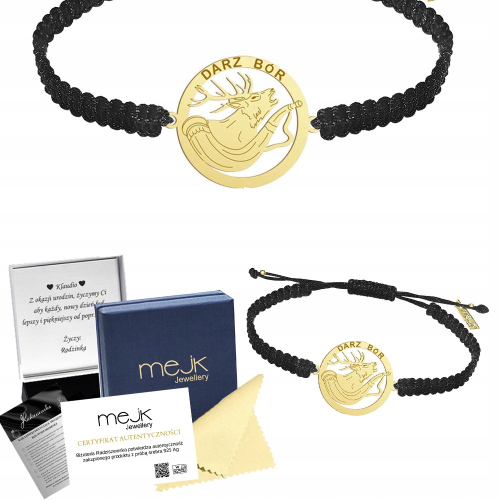 Náramek Zlatý Darz Bór Stříbro 925 Makramé Dárek Gravírování Bonus