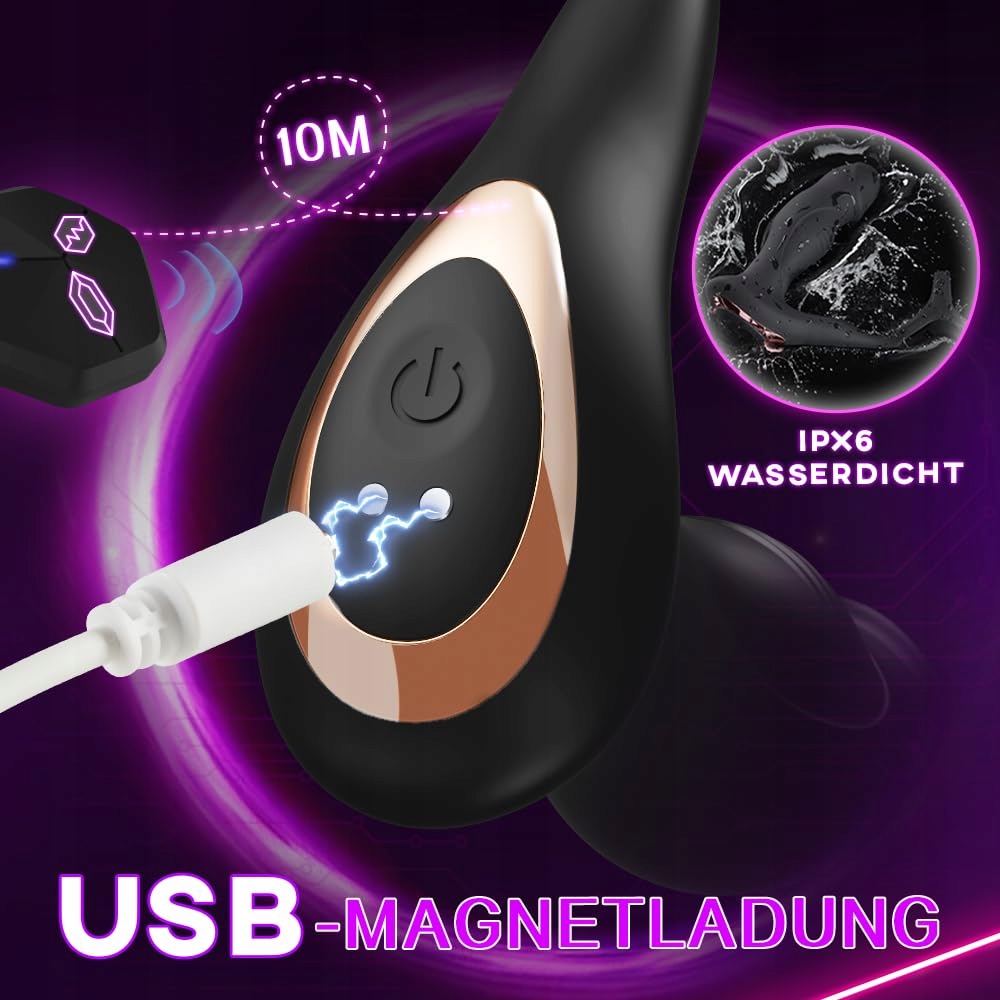 PENISRING Prostata Stymulator Dla Mężczyzn 9 Trybów Wibracji Analnych — miniatura 6