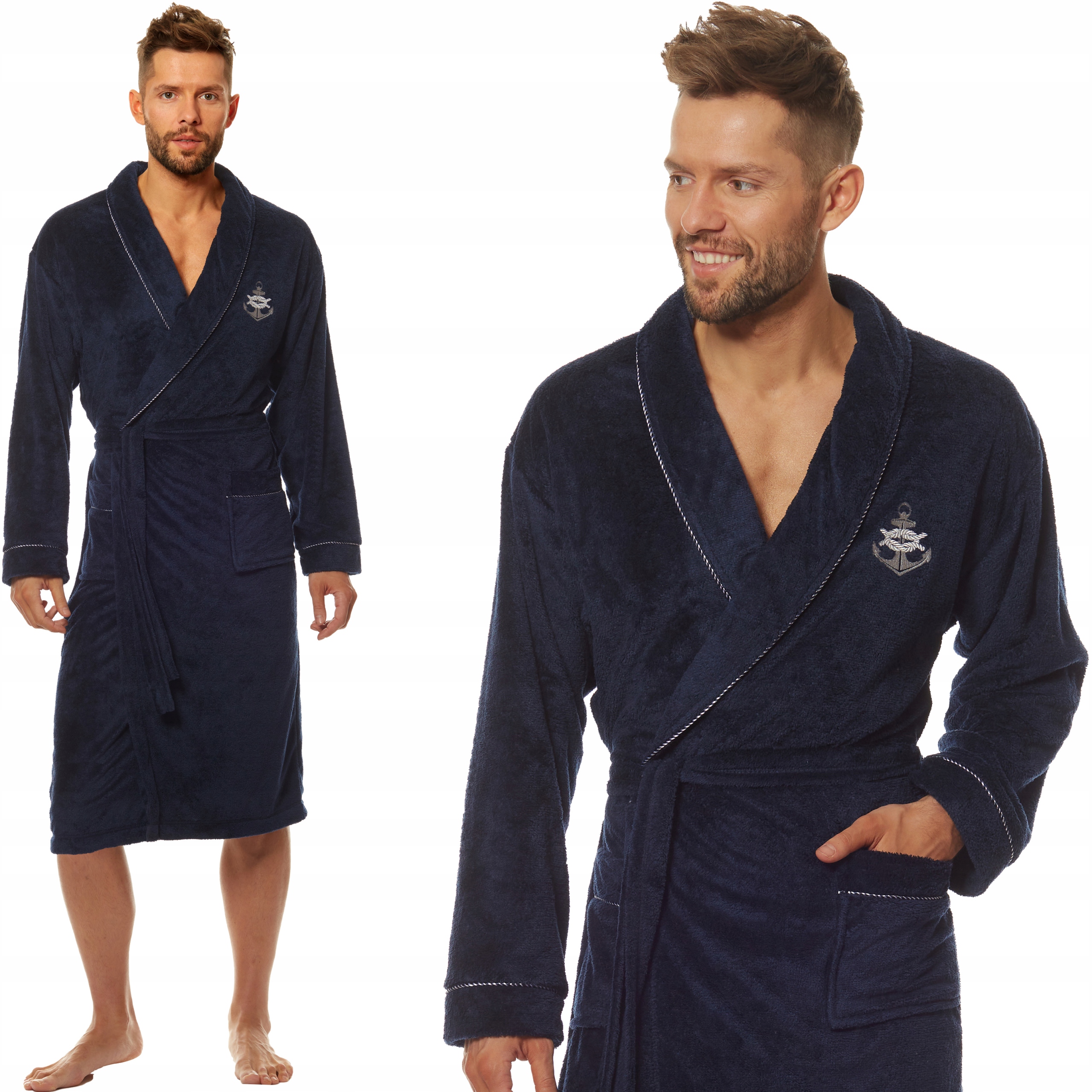 L&L pánský krátký župan Premium velursoft teplý příjemný modrý M