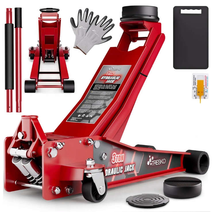 Hydraulický zdvihák do auta Tresko 3T 75-510 mm červený