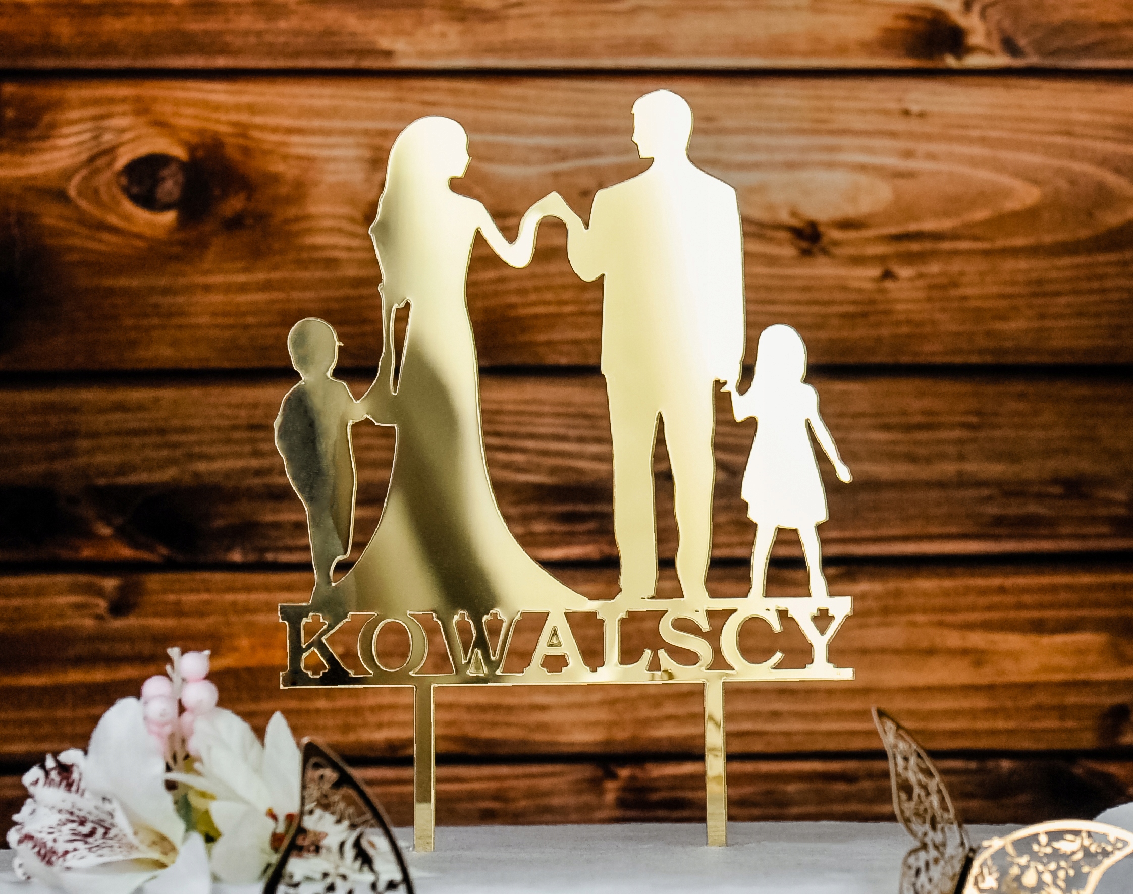 Topper złote lustro TŚZ-55- "nazwisko" ślub