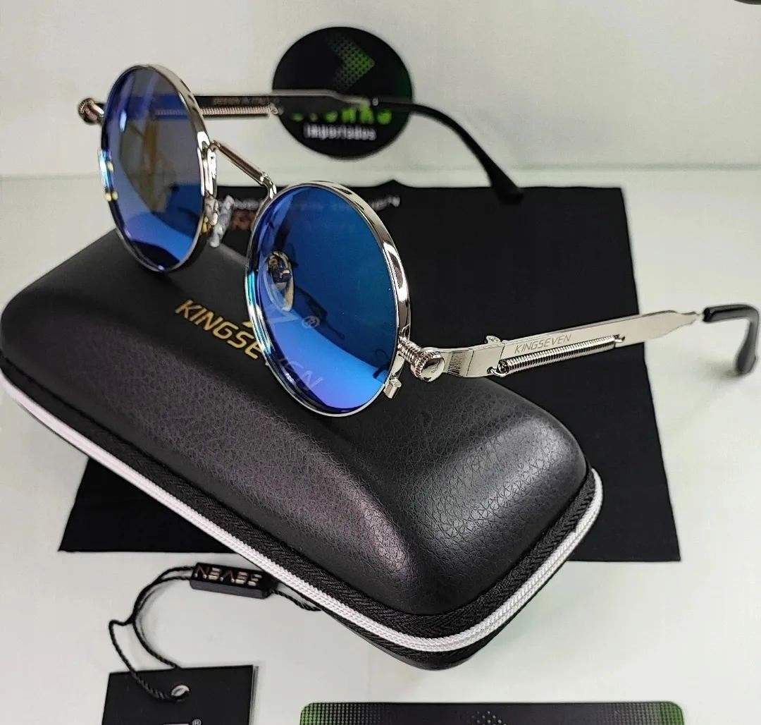 OKULARY PRZECIWSŁONECZNE KINGSEVEN LENONKI OKRĄGŁE RETRO MĘSKIE DAMSKIE Wzór dominujący bez wzoru