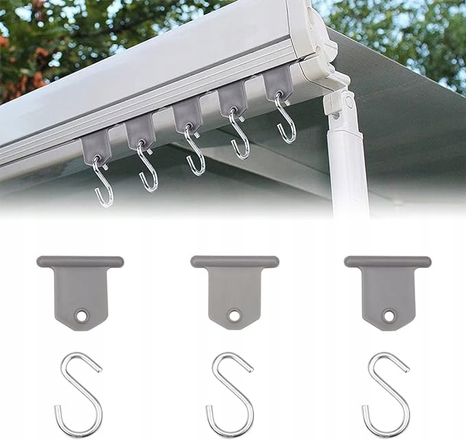 ZESTAW 8 HACZYKÓW DO SZYN RUROWYCH MARKIZ SAMOCHODÓW I AKCESORIÓW KEMPINGOW Marka Inna