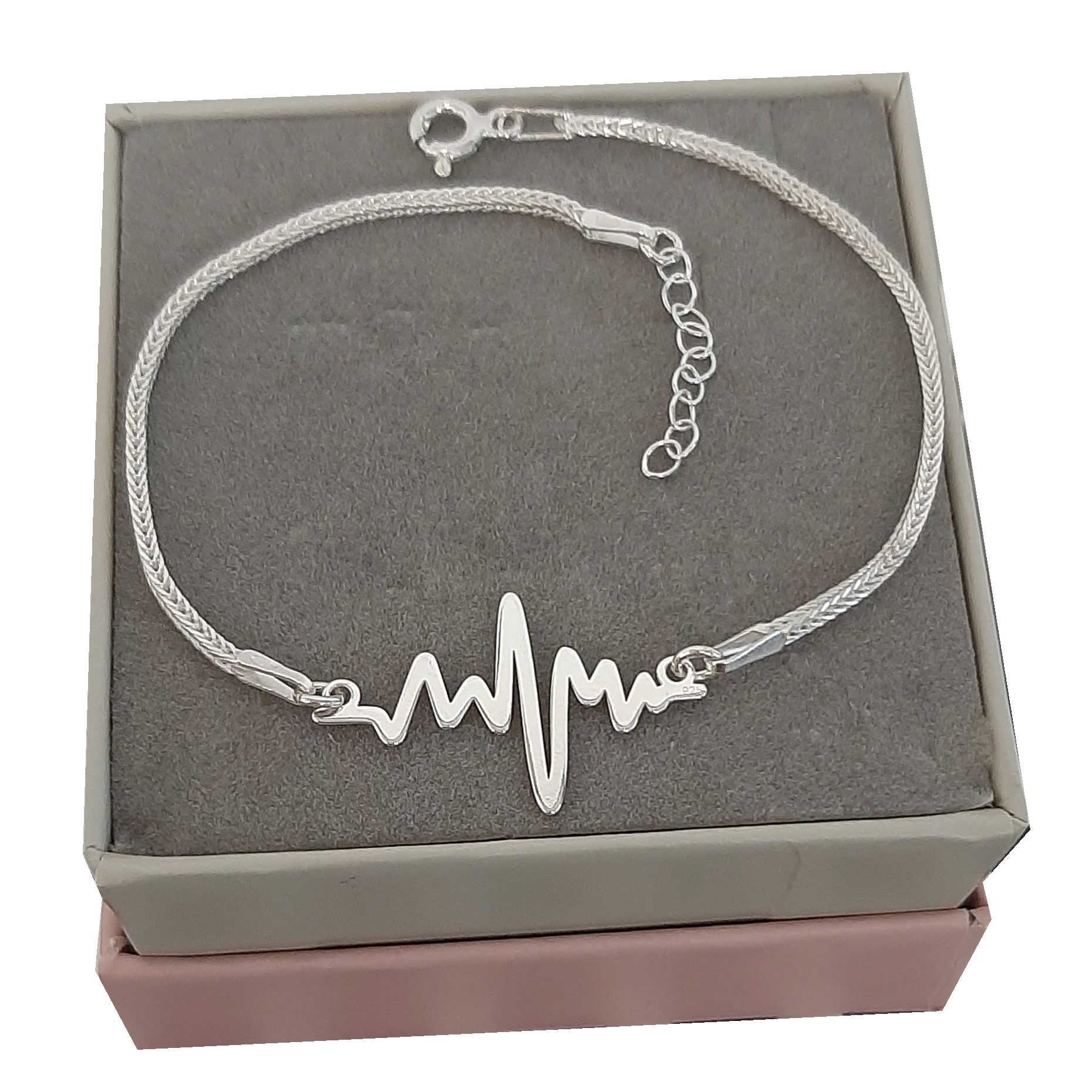 

Bransoletka linia życia rytm Ekg Serca Srebro 925