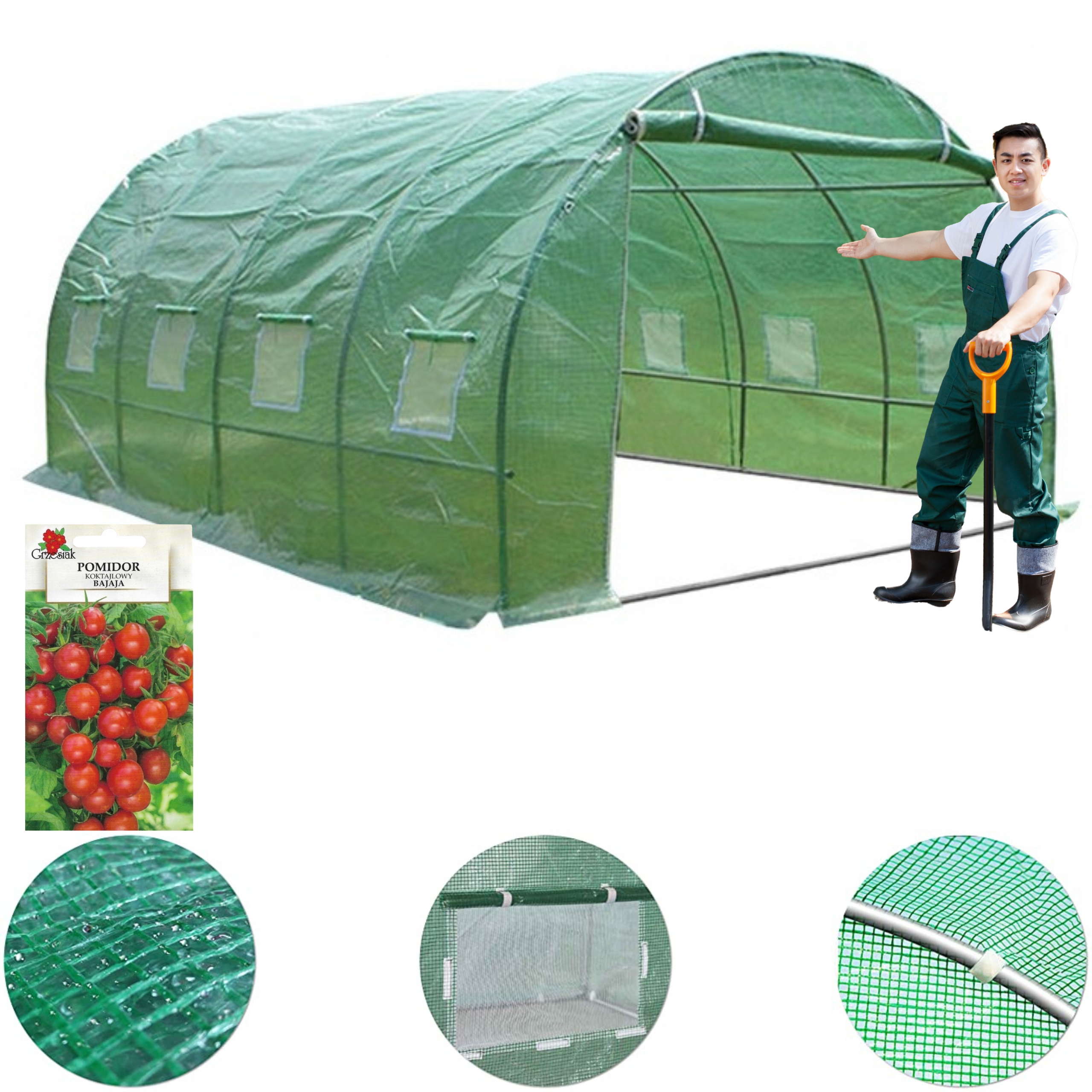 

Tunel Foliowy Ogrodowy 4x3x2 Szklarnia 12m2 Mocny
