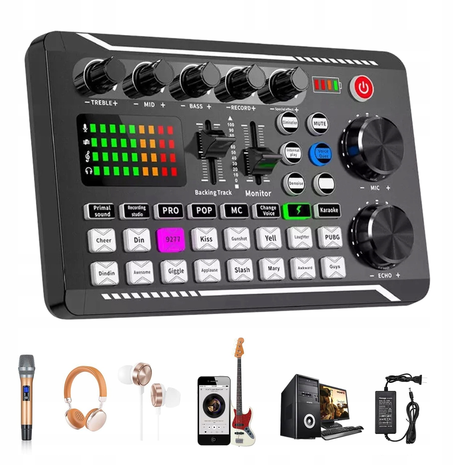 Mikser Dj Audio Karta Dźwiękowa F988 Dsp Bluetooth Do Streamingu
