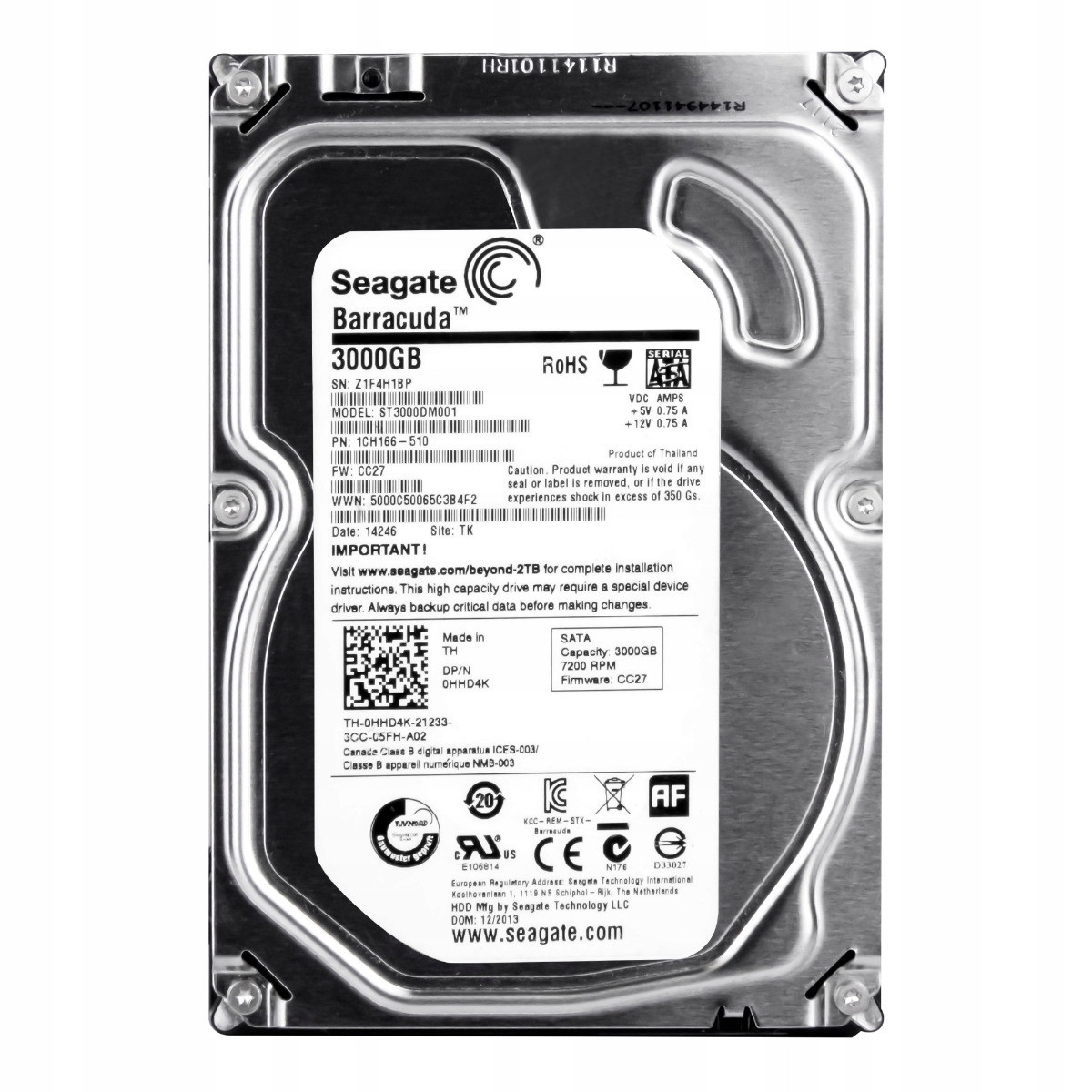 Dell 0HHD4K 3TB 7,2K 64MB Sata III 3,5'' ST3000DM001