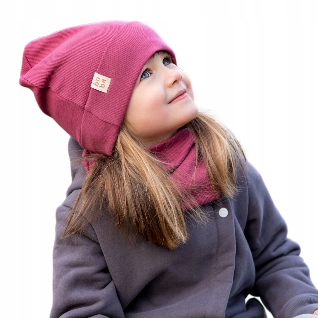 

Czapka wiosna-jesień z kominem - ciemny róż 40-46