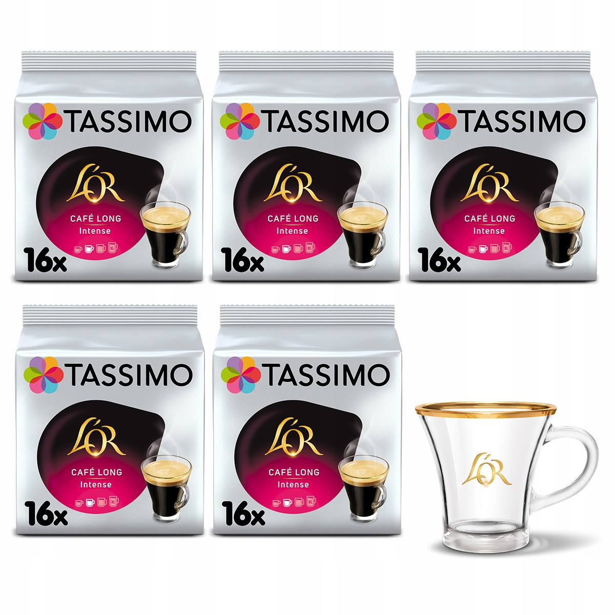 Kapsułki Tassimo L'or Cafe Long Intense, 5x 16szt filiżanka L'or Gratis!