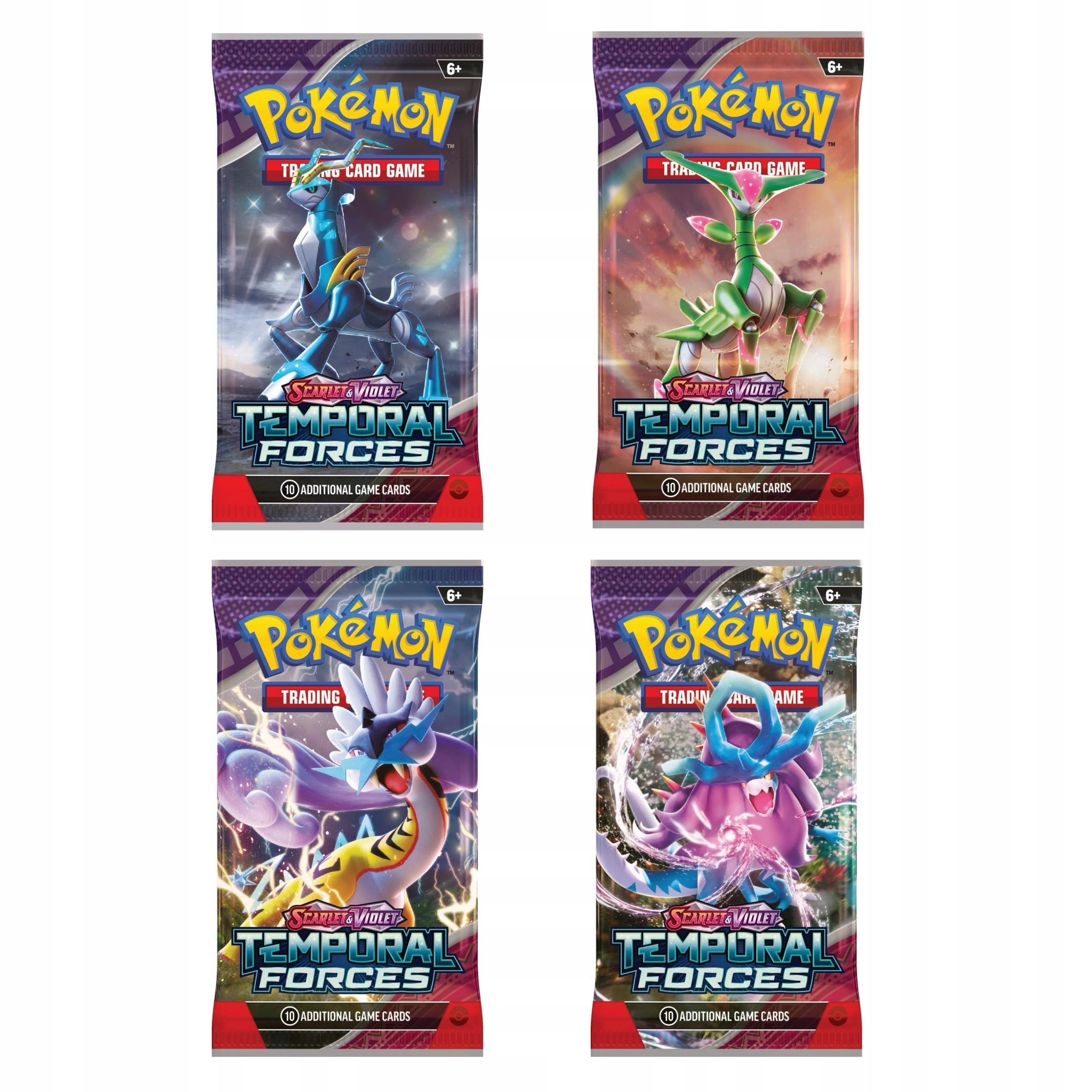 Zestaw 4x Booster POKEMON Oryginalne 40 Karty S&V Temporal Forces