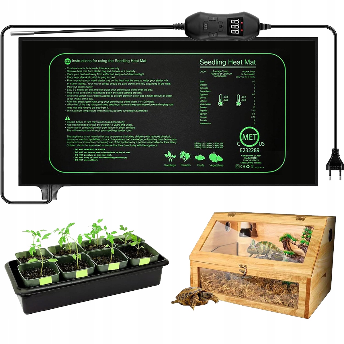 Levně Vyhřívací Podložka Pro Rostliny S Termostatem 50W Voděodolná 52 x 24 cm