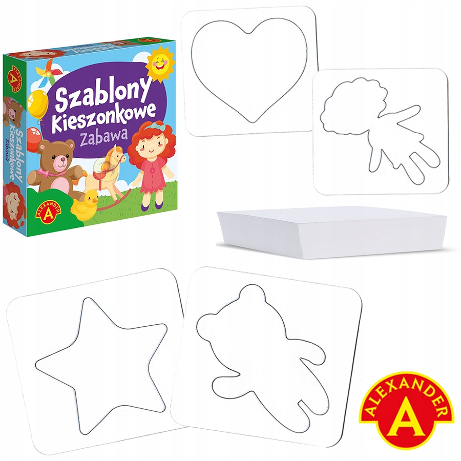 SZABLONY KIESZONKOWE ZABAWA ALEXANDER do rysowania Materiał karton papier