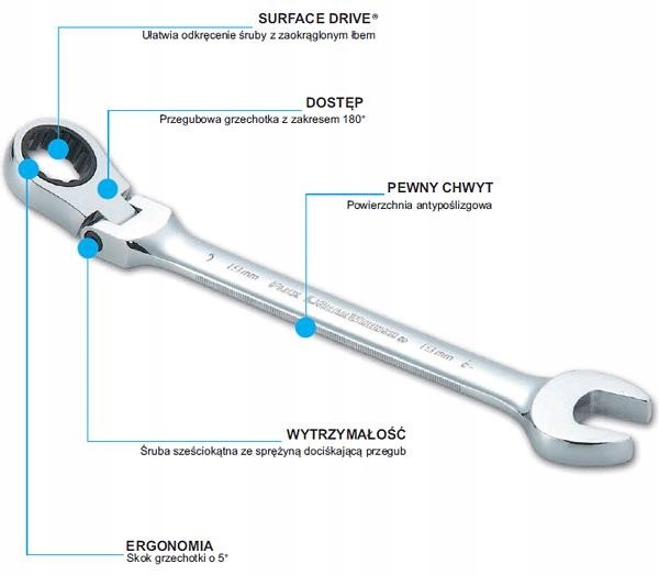 

Sata Klucz Płasko-oczkowy 15mm Z Grzechotką Łamany
