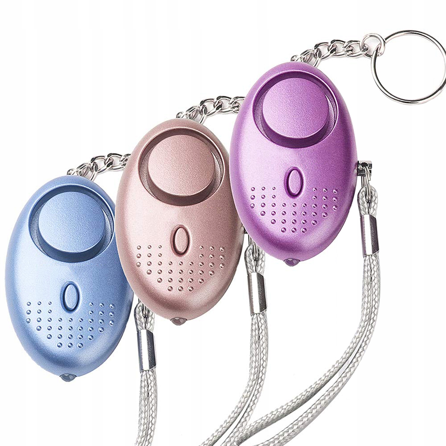 3x Alarm Osobisty Brelok aż 135db Bardzo Głośny Samoobrona latarka Led