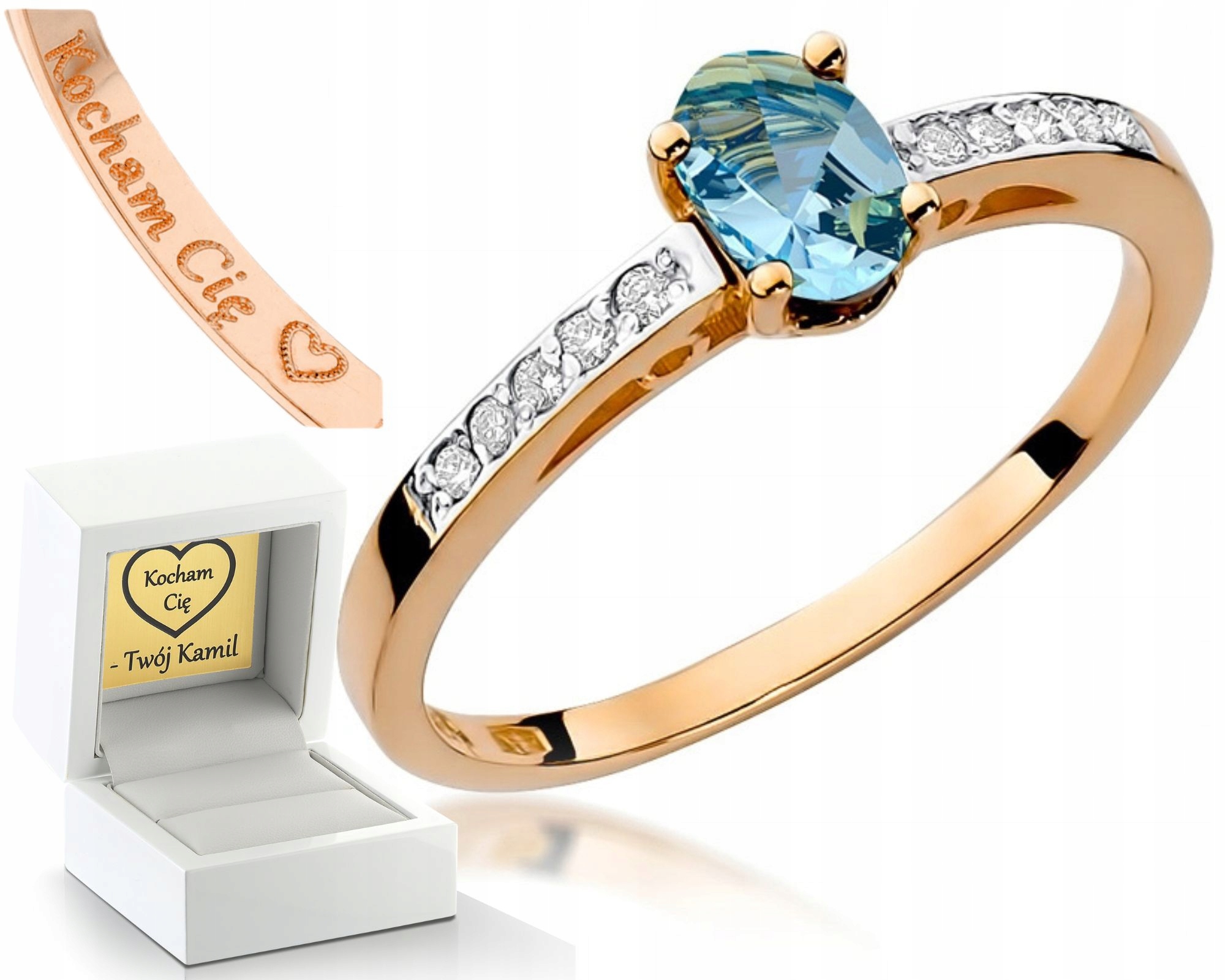 Prstýnek Topaz A Brilianty Růžové Zlato