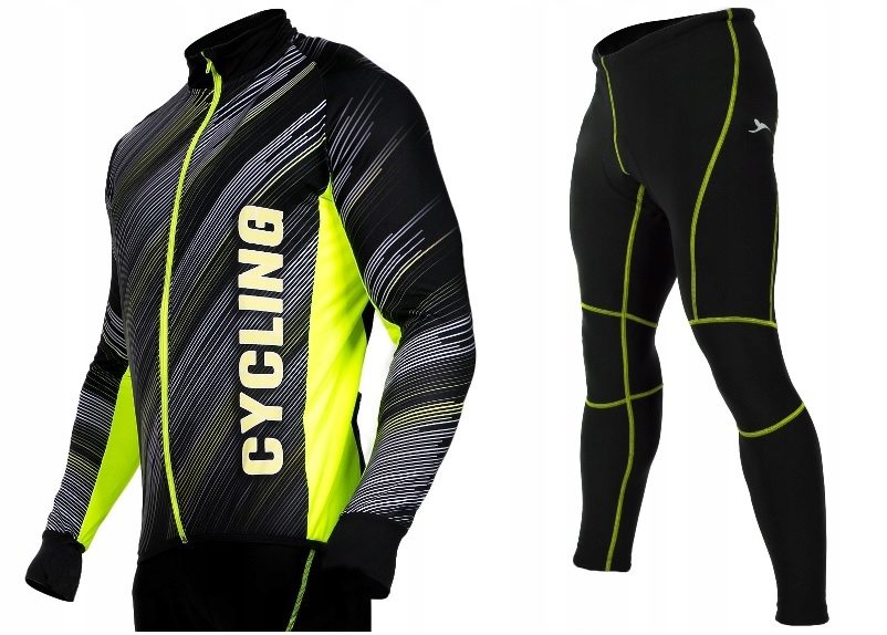 Męski komplet rowerowy BLUZA SPODNIE ocieplane L