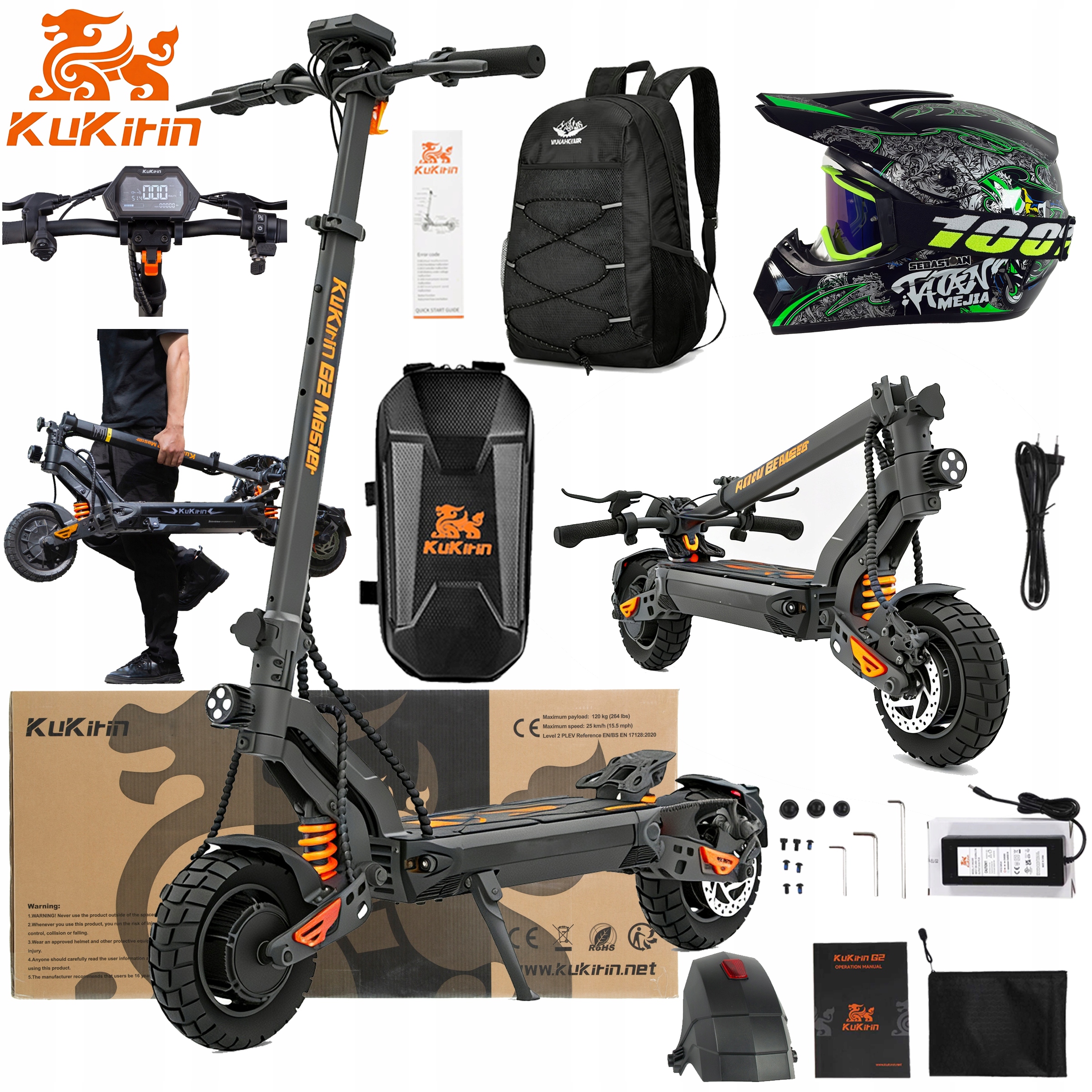 KuKirin G2 Master terenowy 2000W 52V 20,8AH 60KM/H 70KM 10" +3Prezentów Pl