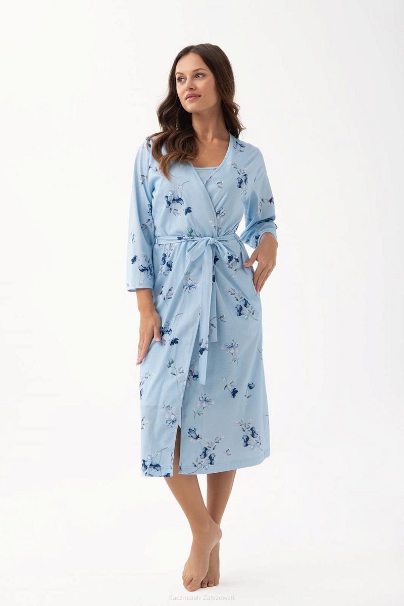 Dámský Župan 376/M S Modrými Květy